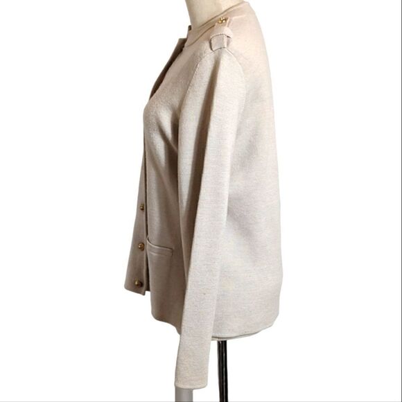 Talbot's Cream and Gold Button Wool Cardigan Sweater - Picture 4 of 5
